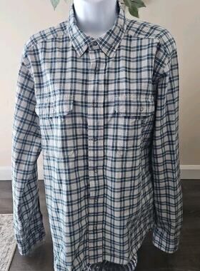 Patagonia Womens Med. Outdoor Snap Button Up Outdoor Shirt Teal/Blue/Pink